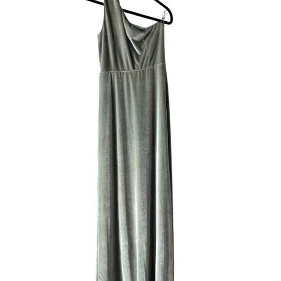 Baltic Born Sage Green One Shoulder Velvet Maxi Dress – Size Medium - Picture 3 of 9